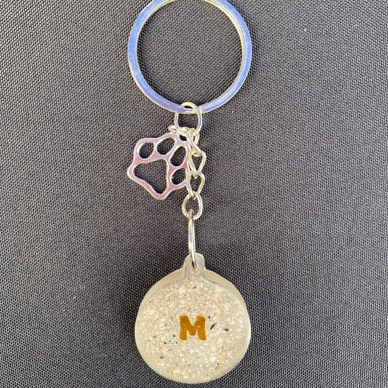Llavero redondo de resina personalizado con pelo, cenizas de tu mascota, nombre etc